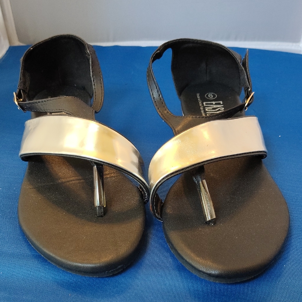 Stylish Silver and Black Sandals